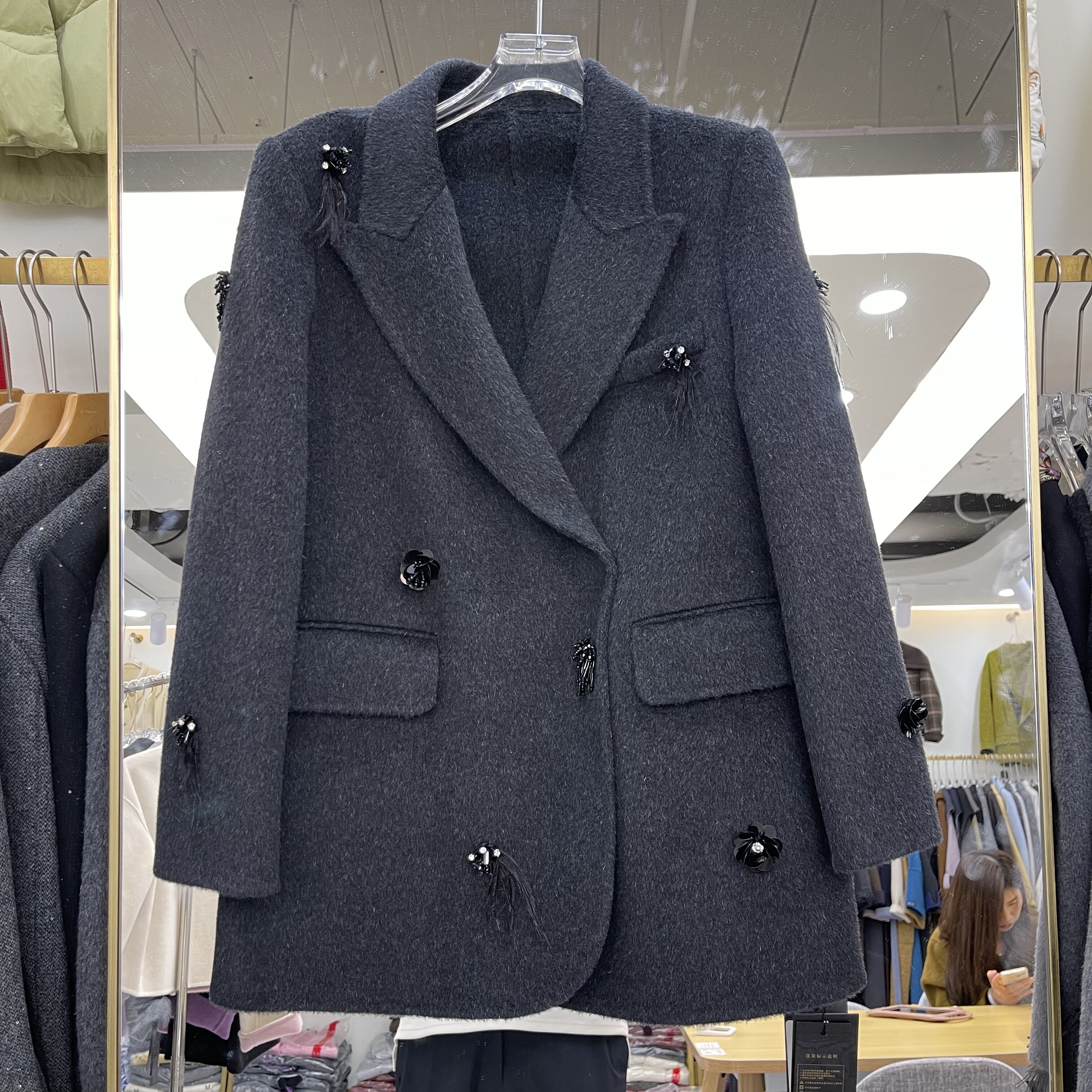 欧洲站西装领羊毛呢外套2025秋冬新款韩版时尚女中长双面羊绒大衣
