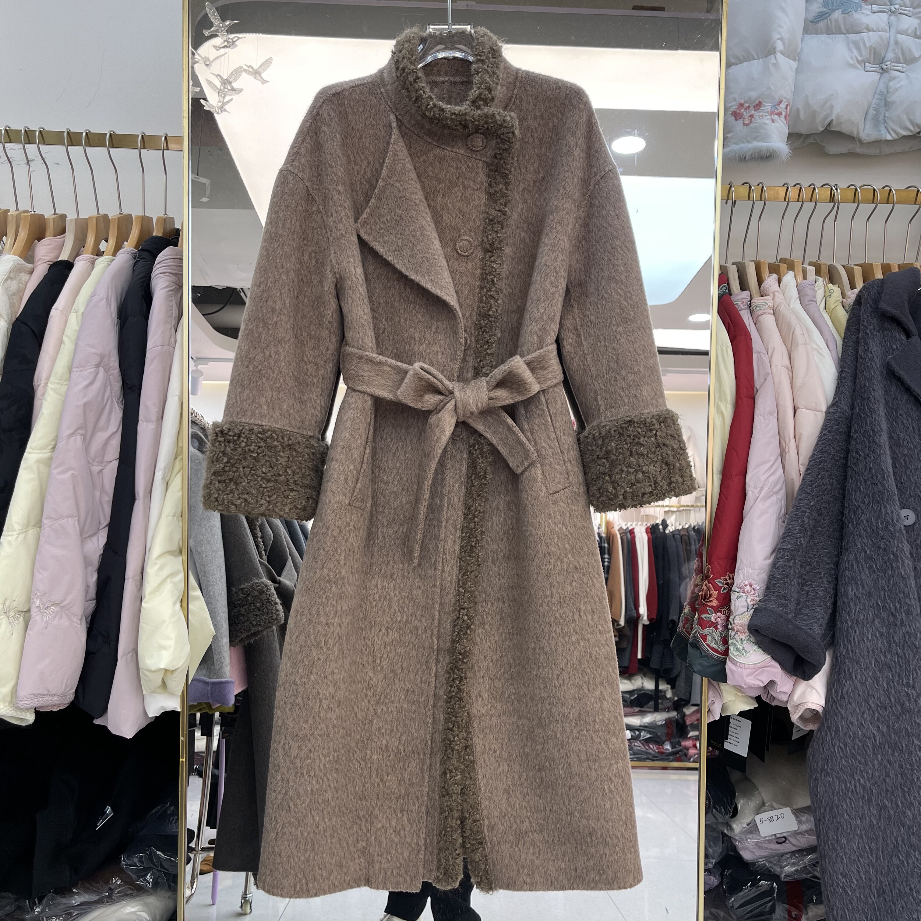 羊卷毛2025冬季新款双面羊绒大衣女中长款韩版宽松显瘦羊毛呢外套