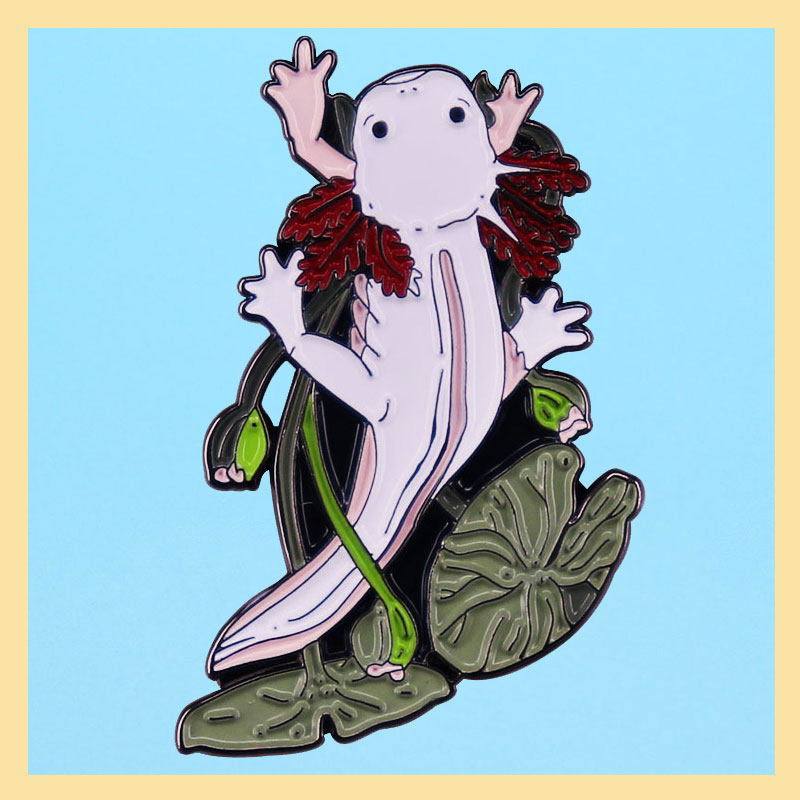 没有五官的小动物蝾螈卡通胸针创意金属徽章潮流百搭衣服装饰别针