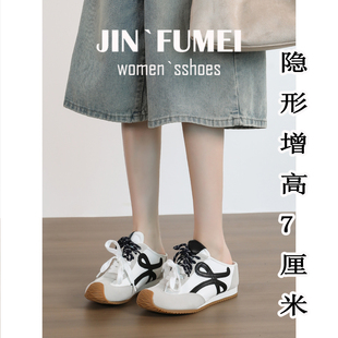 半托厚底德训鞋女款新款冬季爆款加绒白色鞋子小个子内增高小白鞋