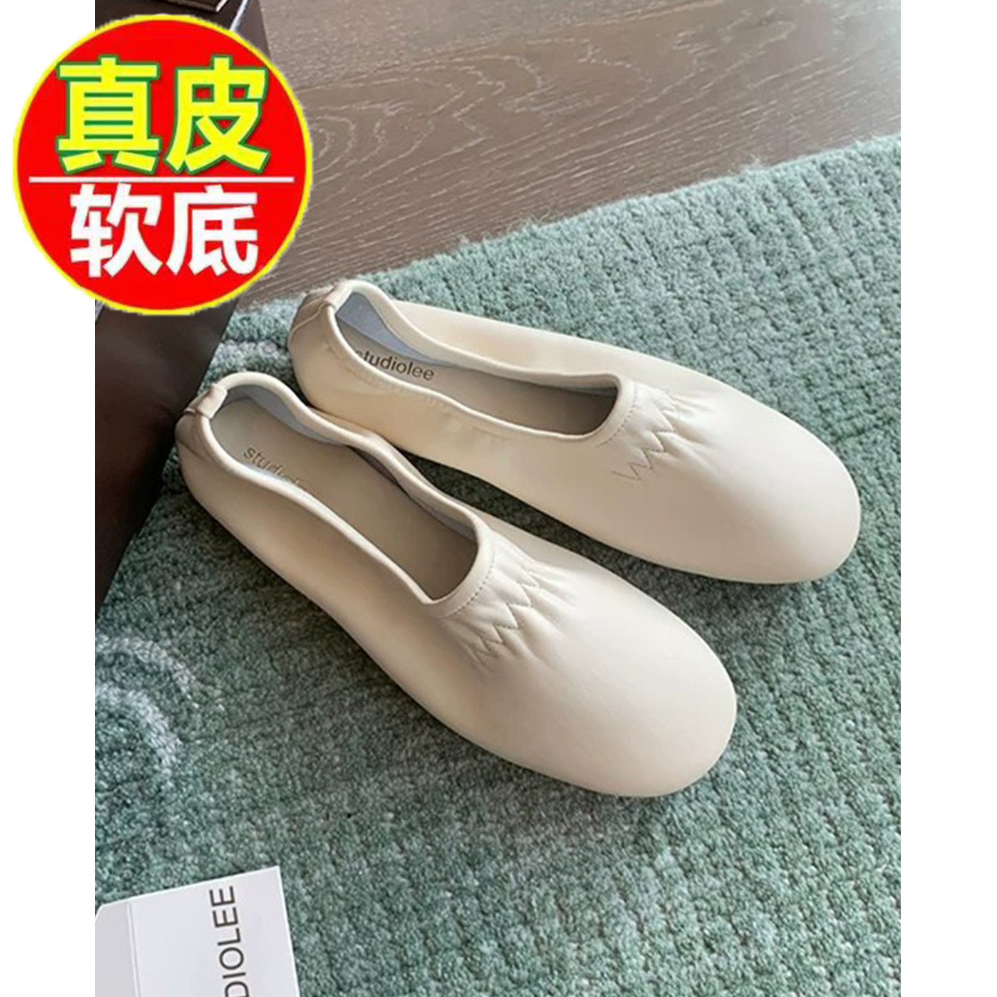 软底浅口单鞋女平跟一脚蹬奶奶鞋