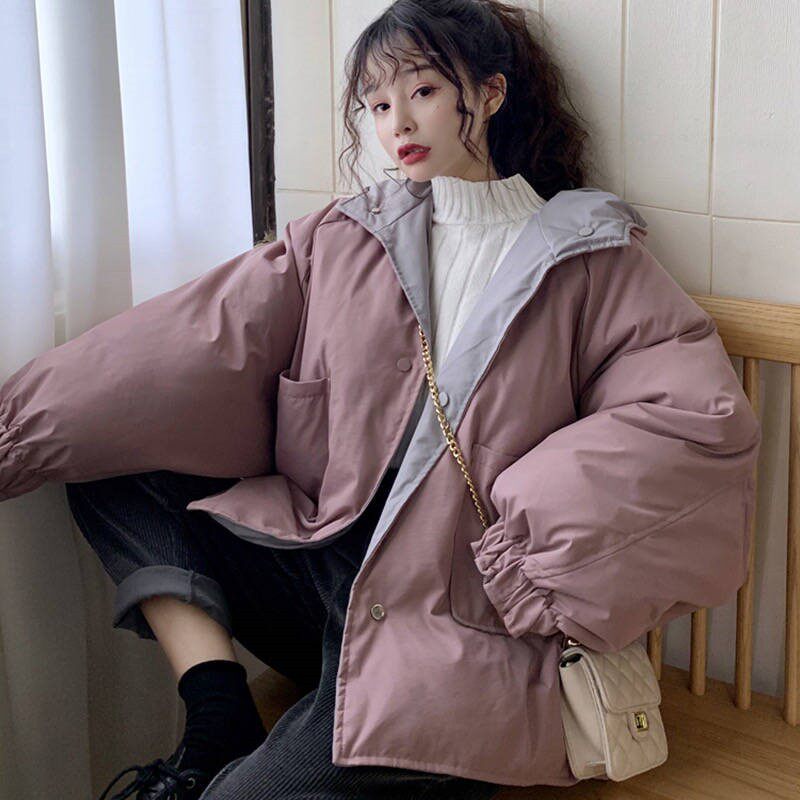 双面穿羽绒外套棉袄纪希韩版宽松