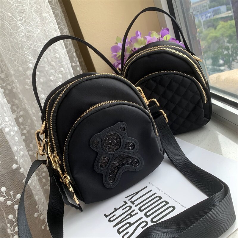 女包牛津布亮片时尚百搭三层