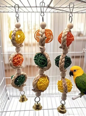 跨境热销草绳藤球鹦鹉啃咬玩乐磨牙玩具训练磨牙解闷牡丹虎皮鸟玩