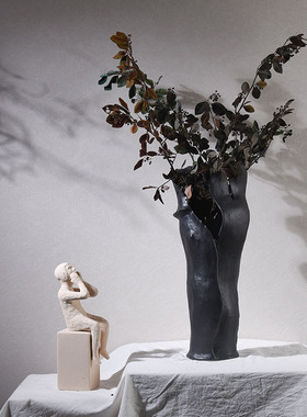 创意陶瓷花瓶样板房酒店大堂家居饰品摆件干花插花花器高级感装饰