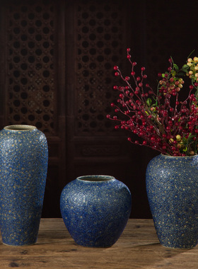 景德镇家居陶瓷泡泡釉花瓶新中式插花台面水培干花简约工艺品摆件