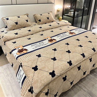 新款冬季牛奶绒法兰绒被套单件200x230珊瑚绒毛绒被罩三件套4床笠