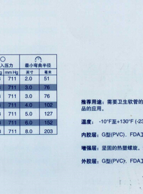 盖茨（GATES)MasterFlex201CR食品管 FDA卫生标准透明光滑软管
