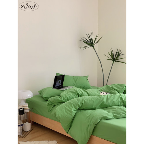 ins简约纯色全棉水洗四件套