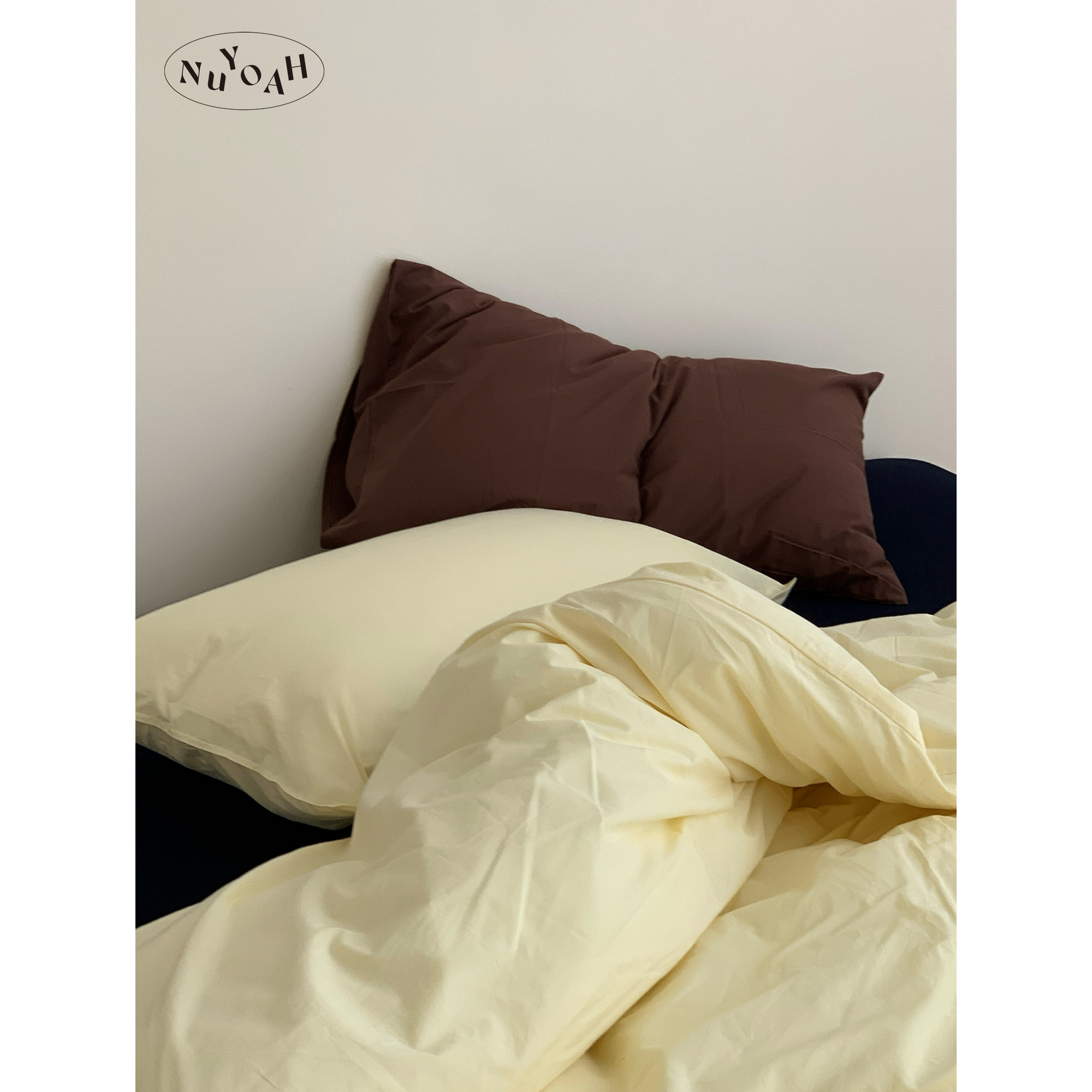 Nuyoah studio 香蕉布朗尼 简约纯色全棉水洗100棉四件套床品被套
