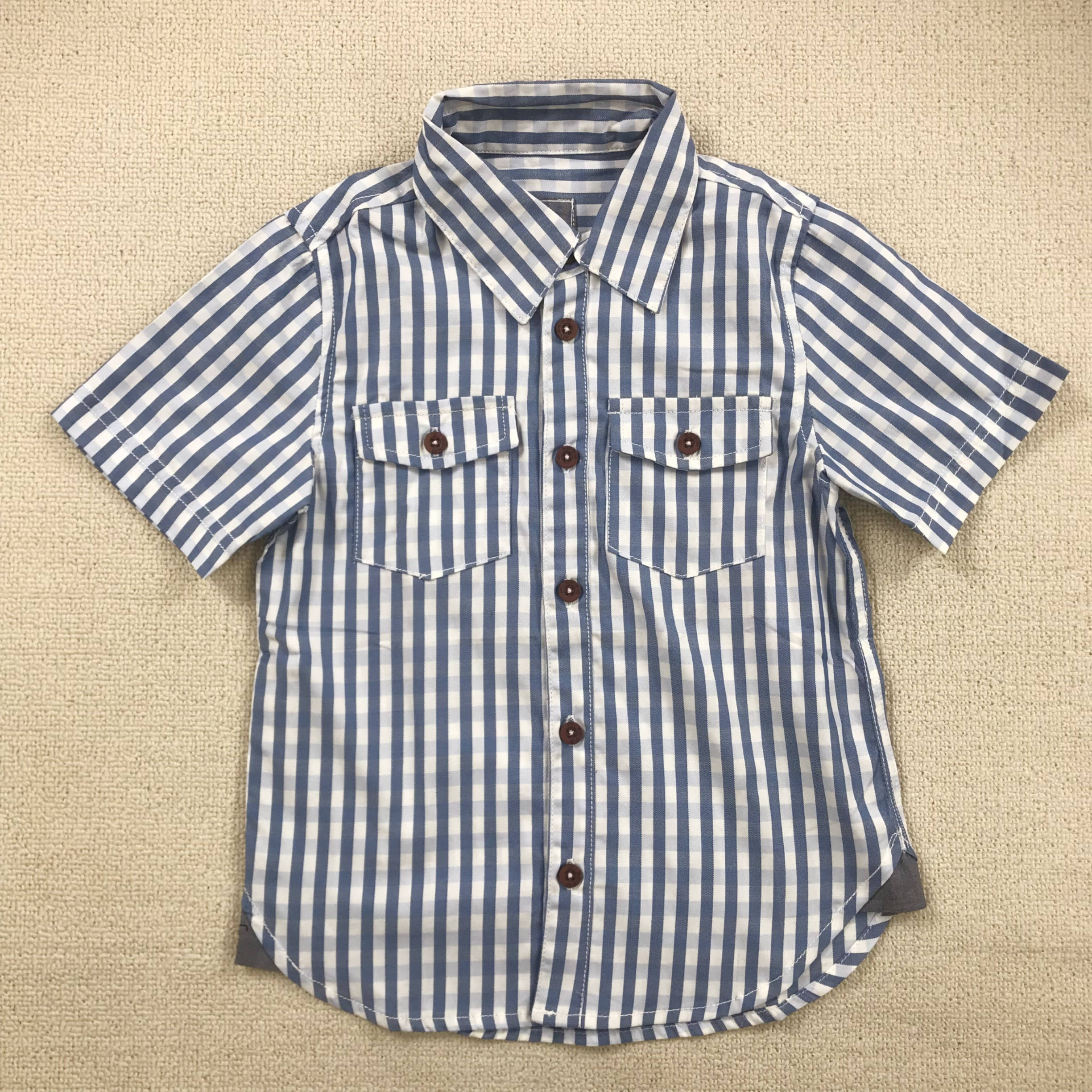 男宝宝男中大童短袖条纹儿童衬衫