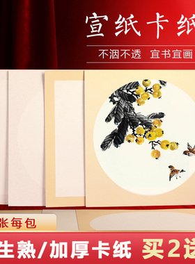 曹一阁加厚卡纸宣纸半生熟卡纸圆形方形镜面纸空白仿古毛笔书法国画工笔画软卡专用装裱纸作品初学者半生半熟