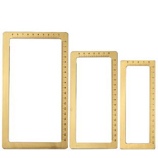 曹一阁黄铜书法刻度尺镇纸压纸仿圈镇尺套装文房四宝方框金属标尺打格器创意宣纸练字古风简约毛笔书法尺