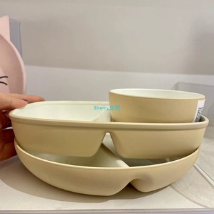 包邮日本NITORI宜得利易清洗防滑小碗儿童树脂分割餐盘水果饭菜盘