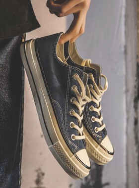 低帮帆布鞋男2024年春季新款男鞋子潮流百搭潮鞋休闲板鞋夏季高帮