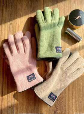 英国进口MOON羊毛手套秋冬季男女士情侣款可爱风加绒加厚保暖触屏