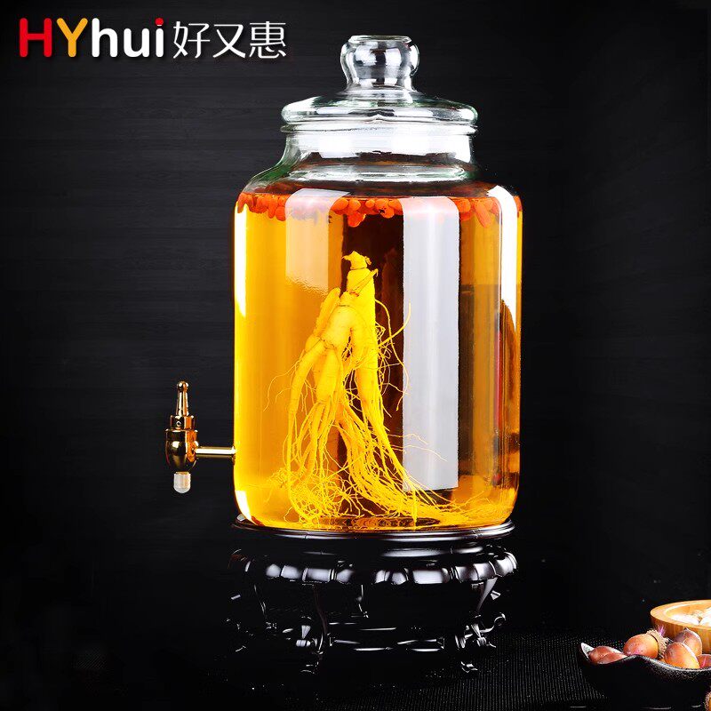 泡酒玻璃瓶带龙头密封家用10斤