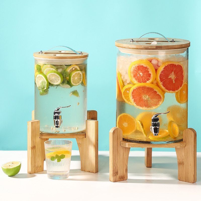 自助饮料桶网红酒桶水果茶桶啤酒果汁可乐桶容器泡酒玻璃瓶带龙头