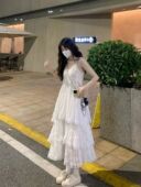 甜美减龄法式 度假风小个子宽松蛋糕长裙子 新款 吊带连衣裙女装 夏季