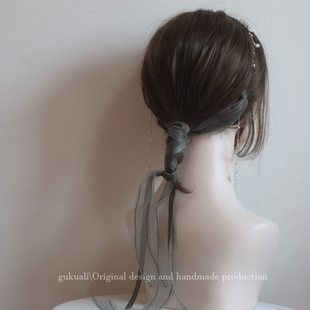 gukuali原创发箍飘带纱森系铃兰花气质简约发饰头饰女发带丝带