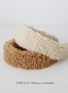 GUKUALI 春夏羊羔毛发箍头饰宽边头箍女毛绒绒发卡发带韩国发饰