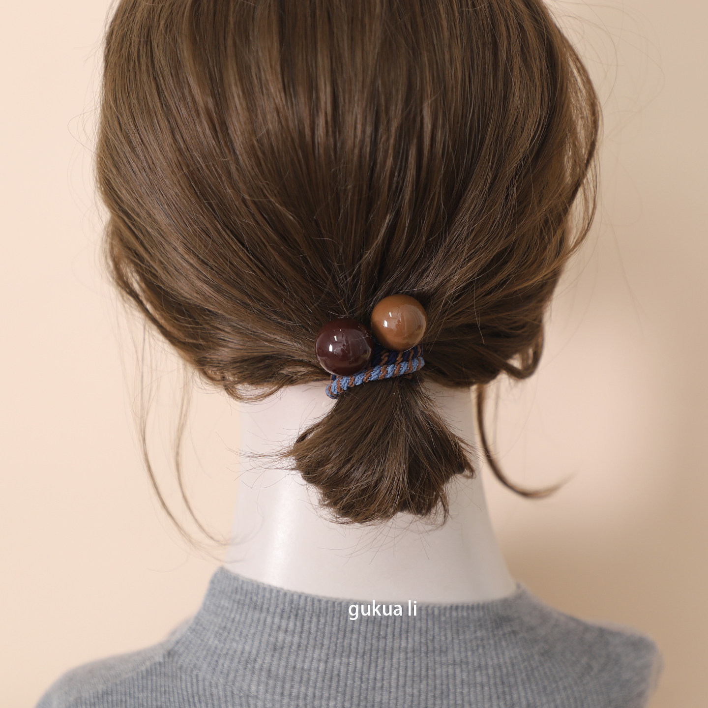 甜美复古格纹毛呢红发夹