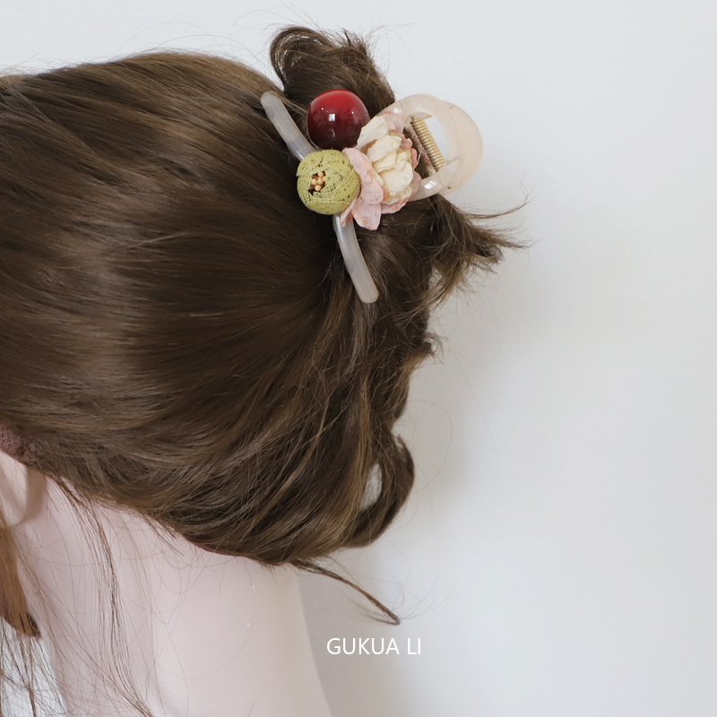 GUKUALI原创日韩车厘子花朵抓夹