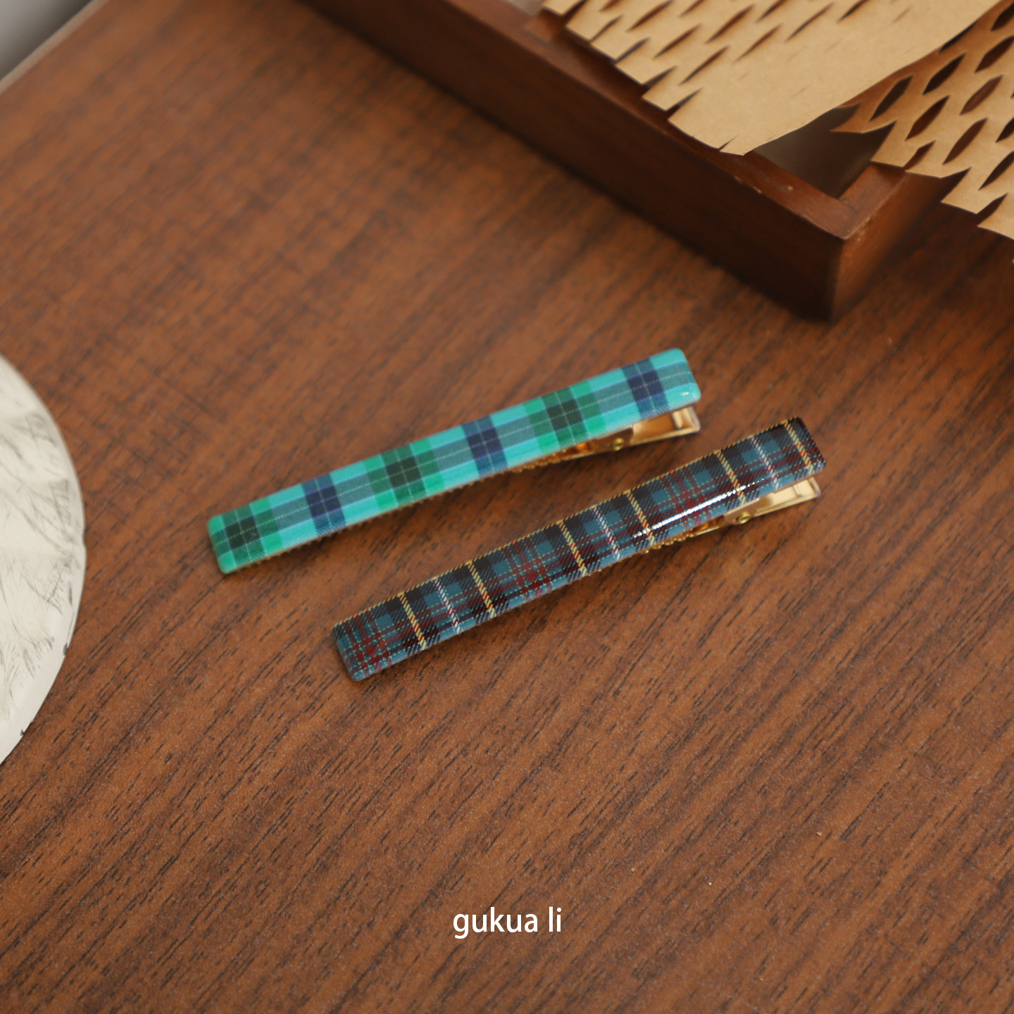 GUKUALI秋冬新款格纹发夹女后脑勺盘发夹子半扎发鸭嘴夹边夹发饰