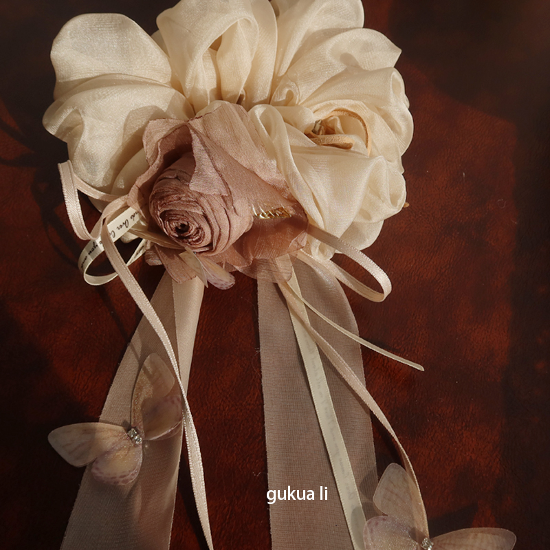 GUKUALI夏花朵蝴蝶结可爱发圈头饰发夹后脑勺高级刘海头绳发饰新