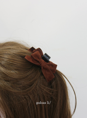 GUKUALI原创秋冬丝绒蝴蝶结丝绒发夹抓夹侧边刘海碎发卡子头饰女