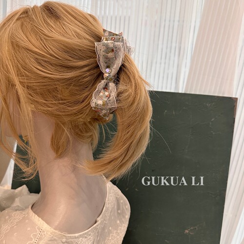 GUKUALI手工蕾丝花朵抓夹高级感