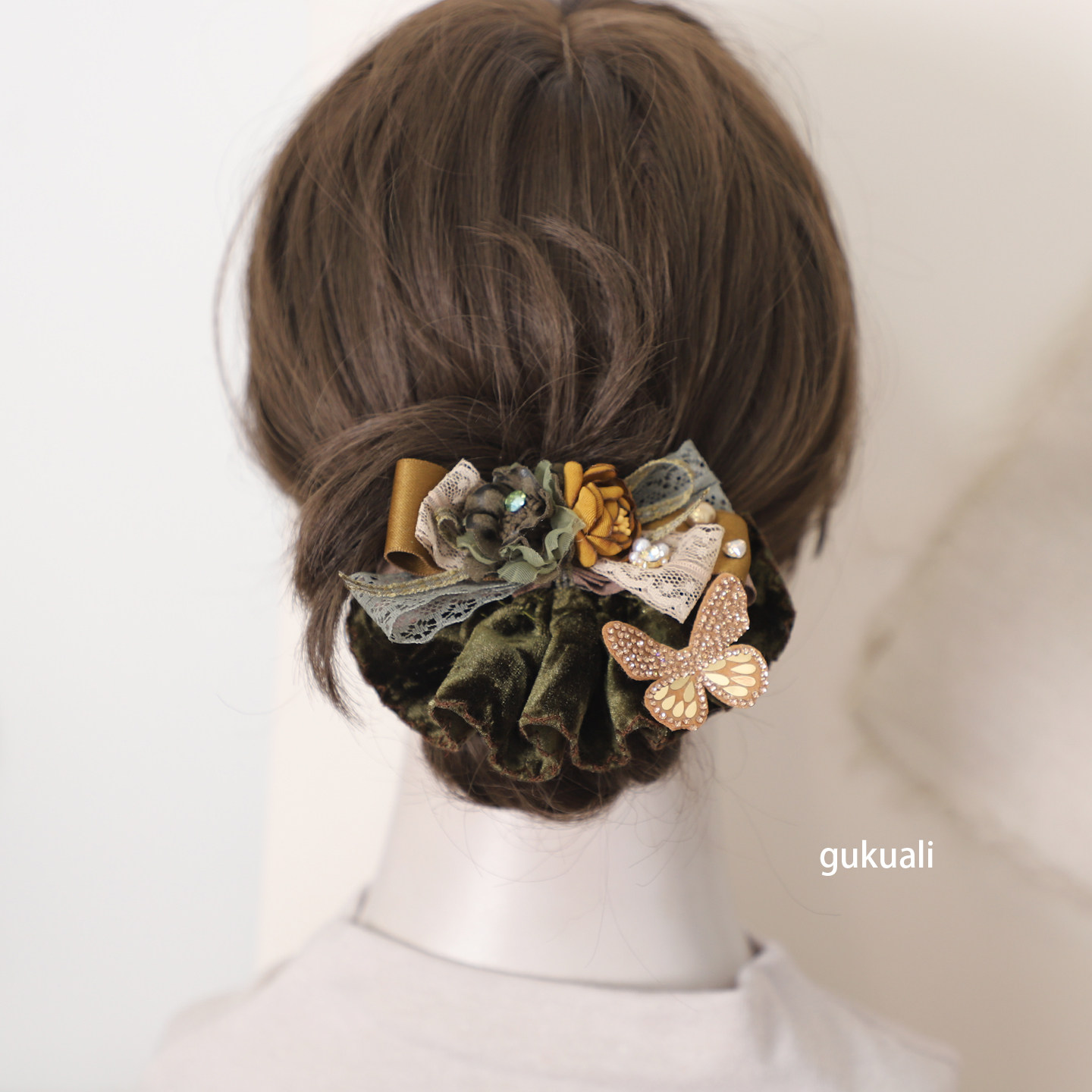 GUKUALI复古蝴蝶花朵发圈女蕾丝高级感扎马尾发绳头饰懒人夹顶夹,饰品/流行首饰/时尚饰品新,发饰,淘宝优惠券,粉丝福利购,淘宝优惠卷