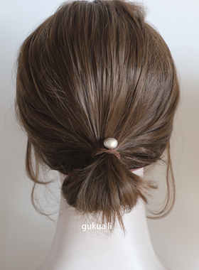 GUKUALI简约气质珍珠头绳女百搭基本款黑色皮筋发绳扎头发饰品