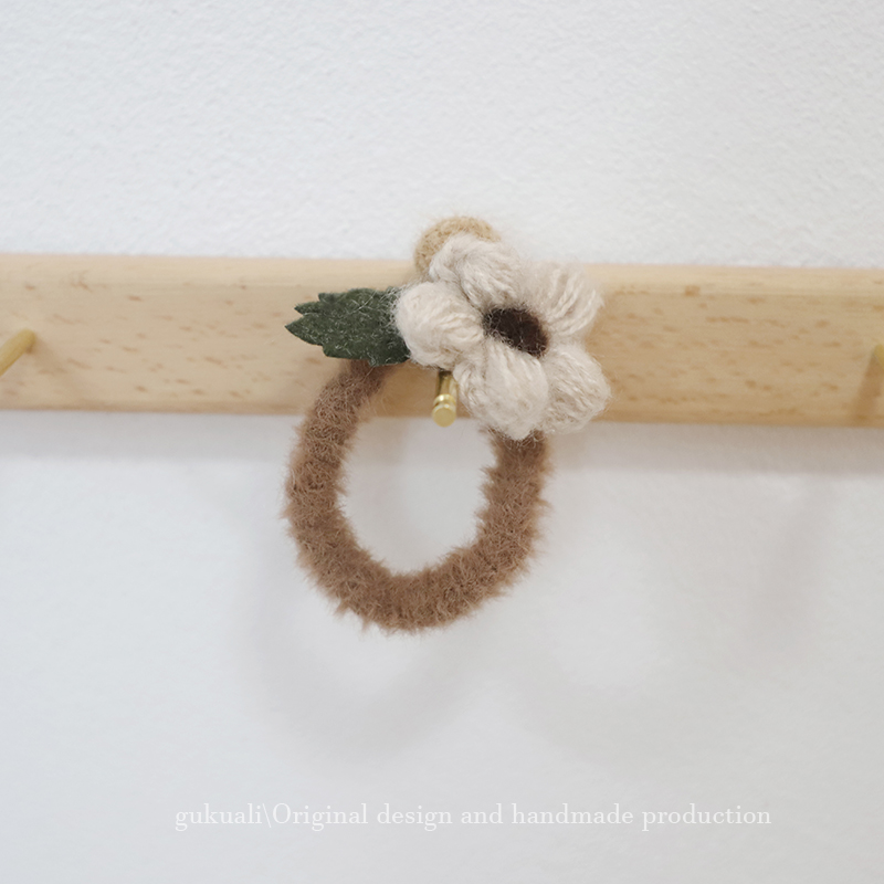 gukuali原创毛绒发圈发绳头绳发饰甜美可爱少女橡皮筋扎马尾花朵
