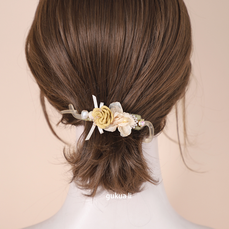 优雅花朵发夹女后脑勺气质发扭扭