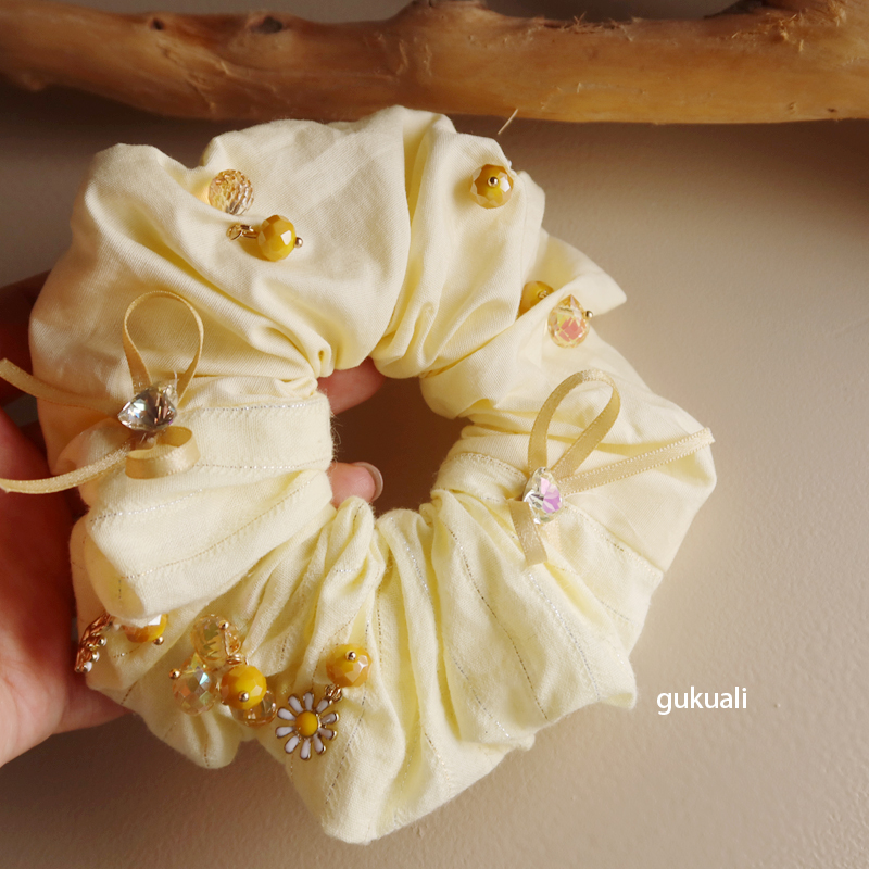GUKUALI气质温柔缎面轻奢花朵春日大肠发圈头绳发饰百搭甜美发绳