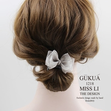 552gukua-missli李小姐梨花日本定制手工新款纱蝴蝶结发圈发饰