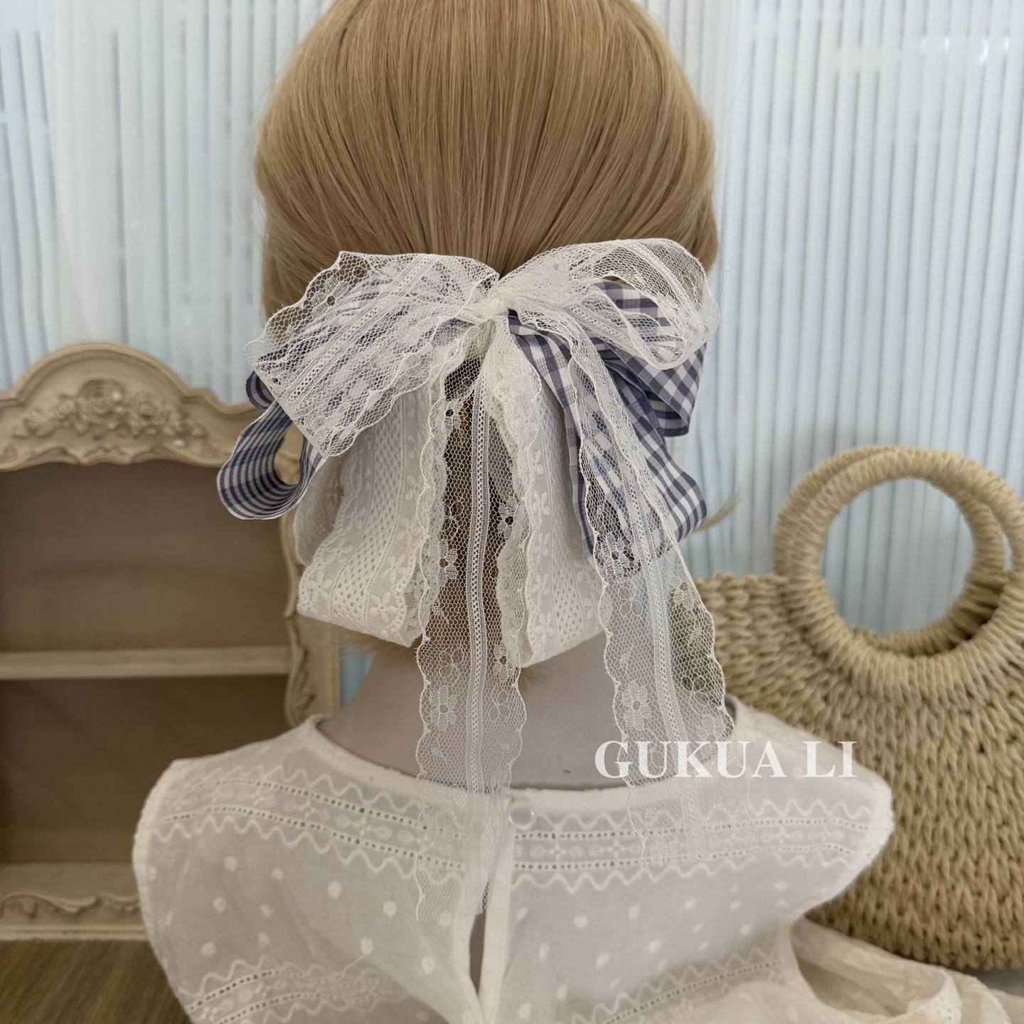 GUKUALI法式森系蕾丝蝴蝶结发饰