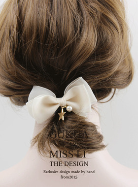 540gukua蝴蝶结发夹纱夹子头饰顶夹弹簧夹横夹淑女发卡发饰新款