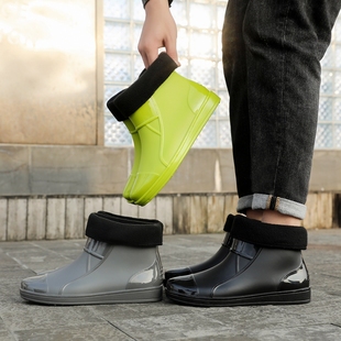 男雨靴柔软加绒男靴工作厨房单鞋 男雨鞋 洗车防水鞋 钓鱼户外穿韩版