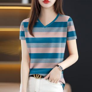 短袖 好品捡漏 高档剪标女装 新款 宽松遮肚显瘦减龄T恤女上衣潮 夏季