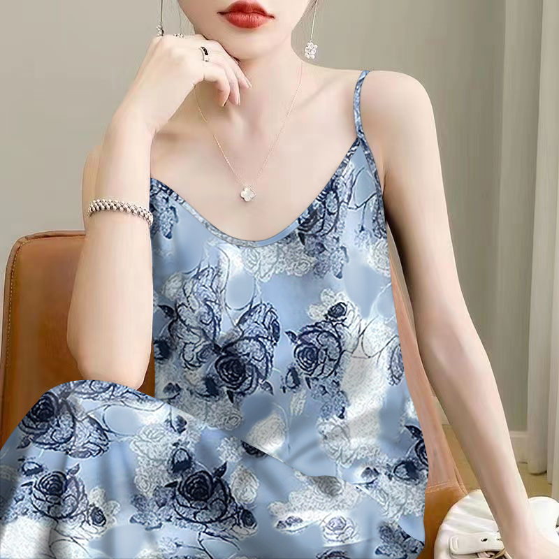 好品捡漏~夏季新款吊带裙气质女中长款减龄宽松遮肚连衣裙外穿