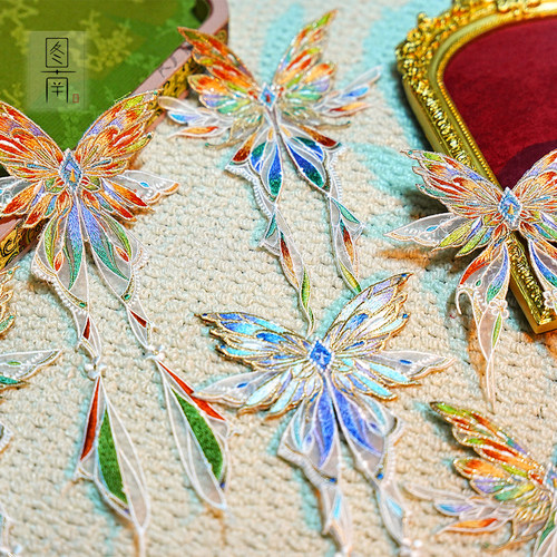 超美原创蝴蝶刺绣布贴手工装饰品