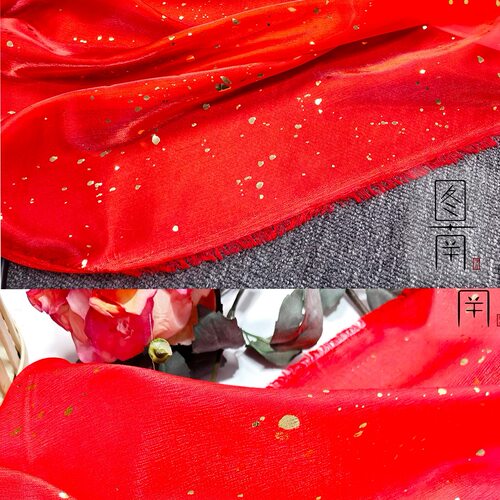 雪纺汉服古风国风纯色烫金