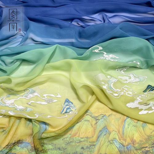 图南雪纺汉服古风山云绣花