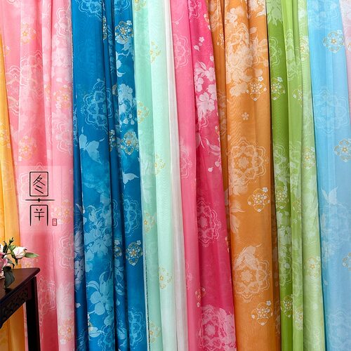图南雪纺汉服中国风团花印花