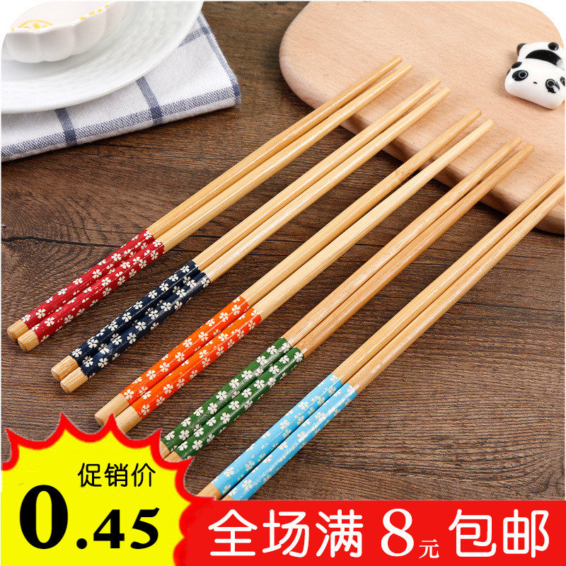 厨房餐具用品家用竹制油炸筷日式家庭装樱花环保木质礼品酒店筷子