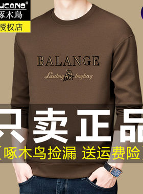 啄木鸟春秋新款卫衣男士圆领无帽套头T恤长袖春装上衣内搭打底衫