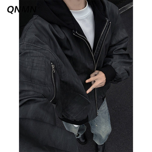 QNMN秋冬假两件连帽飞行员夹克男