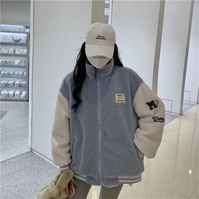 羊羔毛外套女短款2025新款加厚保暖宽松棒球服拉链开衫冬季外套,女装/女士精品,短外套,淘宝优惠券,粉丝福利购,淘宝优惠卷